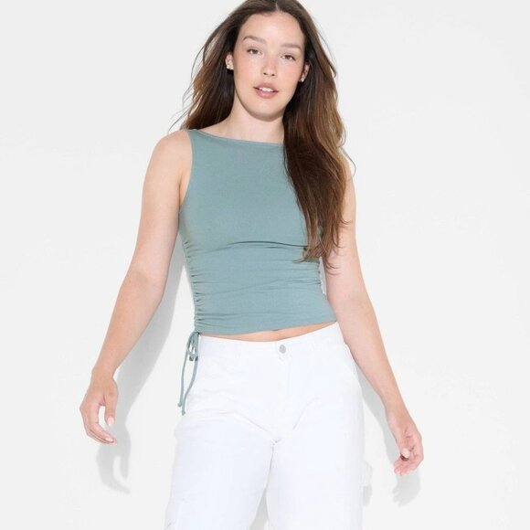 NEW Women's Side-Tie Tank Top - Wild Fable Gray XL MSRP $14 - Picture 1 of 3